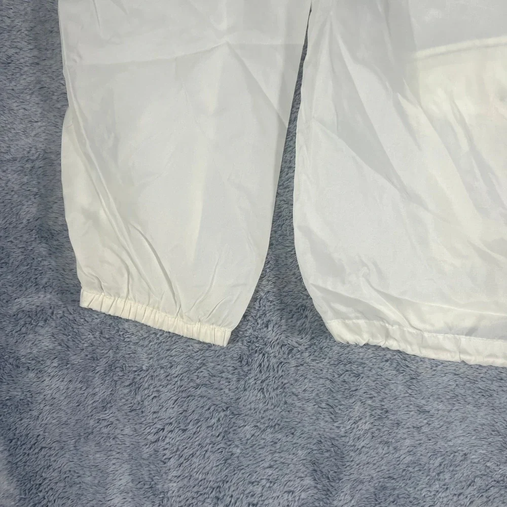 Vintage Sears‎ White Nylon Windbreaker Jacket Large Full Zip Hidden Hood Mens